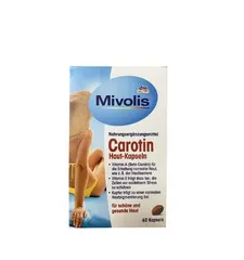 Viên Uống Chống Nắng Mivolis Carotin 60 Viên - Giúp Da Trắng Sáng, Bảo Vệ Khỏi Tia UV, Thực Phẩm Chức Năng Từ Đức