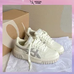 Giày Asics Court MZ Cream Black Gum, Giày Thể Thao Nam Nữ Asics Cổ Thấp, Đế Tăng Chiều Cao Phối Màu Thời Trang