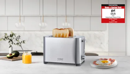 Máy Nướng Bánh Mỳ Caso Classico T2 Duo - Nướng Sandwich 2 Lát, 5 Mức Chọn, Chức Năng Hâm Nóng và Rã Đông, Công Suất 850W