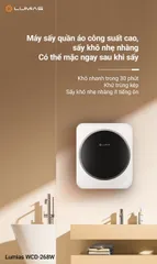 Máy sấy quần áo Lumias WCD-268W - Sấy khô nhanh chóng 30 phút, công nghệ PTC, khử mùi hiệu quả, 4kg, tiện ích lọc tóc, vải vụn
