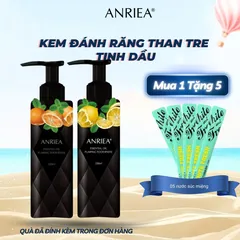 Kem Đánh Răng Than Tre Anriea 200ml - Trắng Răng, Làm Sạch Sâu, Hương Cam Tươi Mát, An Toàn Từ Thiên Nhiên