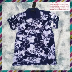 Áo Polo Nam Phối Hoa Màu Xanh Than - Chất liệu Cotton Thoáng Mát, Thanh Lịch, Phong Cách Dễ Phối Trang Phục, Thích Hợp Đi Làm Hay Đi Chơi
