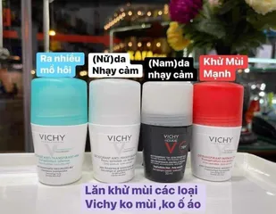 Lăn khử mùi Vichy - Lăn nách khô thoáng Vichy Deodorant Anti-Transpirant 50ml ( XANH-ĐỎ-TRẮNG-ĐEN)