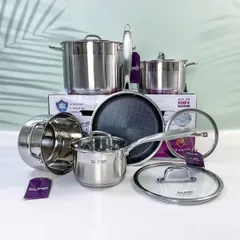 Bộ Nồi Inox Cao Cấp 5 Đáy GUME GMPPS-2201 Hàn Quốc - Đầy Đủ 5 Món Nấu Ăn, Khả Năng Chống Dính, Sang Trọng Và Bền Bỉ