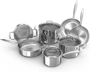 Bộ Nồi Inox Ciwete 7 Món SS0103-11PC - Chảo, Quánh, Nồi và Xửng Hấp Cao Cấp, An Toàn cho Mọi Bếp