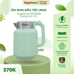 Ấm Siêu Tốc Nagakawa NKT2666 - Dung Tích 1.7L, Thiết Kế Sang Trọng Inox 304, Tiết Kiệm Thời Gian Đun Nước Nóng Nhanh Chóng
