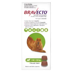 Viên nhai Bravecto cho chó - Ngăn chặn ve ghẻ, viêm da, Demodex, hiệu quả kéo dài 12 tuần, phù hợp nhiều mức cân từ 10-56kg.