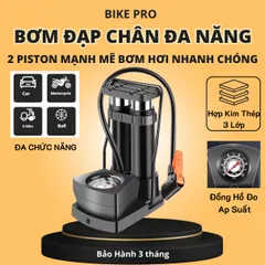 Bơm Đạp Chân Mini Đa Năng 160 PSI - Bơm Hơi Xe Đạp, Xe Máy, Bóng, Phao Bơi Có Đồng Hồ Đo Áp Suất - Phụ Kiện Thể Thao Tiện Lợi