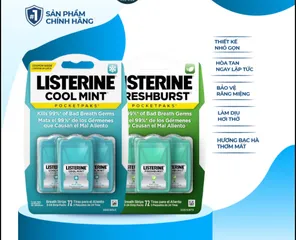 Miếng Ngậm Thơm Miệng Listerine 72 miếng, dụng cụ hỗ trợ sức khỏe