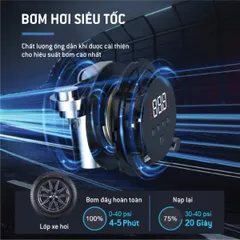 Máy Bơm Lốp Ô Tô Thông Minh Lifepro BOXER-616 - 120W, Áp Suất 110PSI, Chế Độ Tự Ngắt, Thiết Kế Tiện Dụng, LED Cứu Hộ