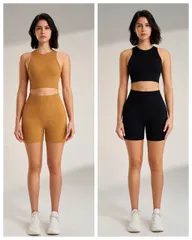 Bộ Đùi Yoga Nữ Dệt Kim Áo Mút Lót Đúc Liền Quần Đùi Co Giãn Tốt - Đồ Tập Gym Nhanh Khô, Thời Trang Dành Cho Phụ Nữ