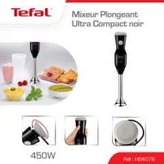 Máy Xay Sinh Tố Cầm Tay Tefal HB4078 - Công Suất 450W, Thiết Kế Hiện Đại, Xay Nhanh Gọn Trong Nhà Bếp, Tiện Lợi Cho Mọi Gia Đình