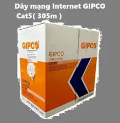 Thùng Dây Cáp Mạng GIPCO UTP CAT5E 5669 - 305m Trắng, Đồng Nguyên Chất, Tốc Độ 10Gbps, Ổn Định và Bền Vững Cho Mạng Ethernet