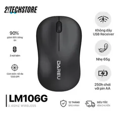 Chuột không dây DAREU LM106G - Chuột Gaming Quang Học 1200 DPI, Thiết Kế Ergonomic, Kết Nối 2.4GHz, Pin AA Thay Dễ Dàng
