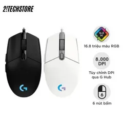 Chuột Có Dây Logitech G102 - Chuột Gaming 8000 DPI Chính Xác, Thiết Kế Ergonomic, Đèn RGB Tùy Chỉnh, Để Chơi Game và Làm Việc