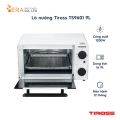 Lò Nướng Tiross TS9601 9L - Lò Nướng Thùng Công Suất 1200W, Điều Chỉnh Nhiệt Độ 90-230°C, Hàng Chính Hãng, Thiết Kế Nhỏ Gọn, Tiện Ích