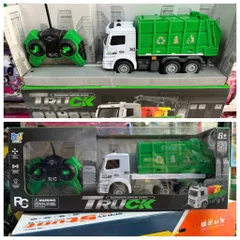 Bộ đồ chơi điều khiển từ xa (666-7) xe ô tô môi trường chở rác chạy bằng pin có đèn sáng