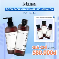 Combo Cấp Ẩm Lalamos - Sữa Rửa Mặt Phôi Kim Ngân Hoa 280ml & Toner Cánh Kim Ngân Hoa 250ml, Dưỡng Ẩm, Se Khít Lỗ Chân Lông