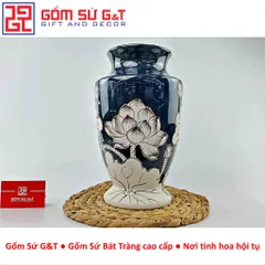 Lọ Hoa Men Hỏa Biến Chân Voi Vẽ Sen - Gốm Sứ Phong Thủy Trang Trí Nhà Cửa, Quà Tặng Ý Nghĩa