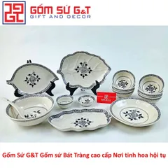 Bộ Đồ Ăn Gốm Sứ 6 Người Vẽ Hoa Móc - Bộ Tô, Bát, Chén, Đĩa Sang Trọng Cho Mọi Bữa Tiệc