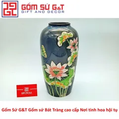Lọ Hoa Dáng Bom Vẽ Vàng Kim 24K - Gốm Sứ Phong Thủy Sang Trọng, Trang Trí Nhà Cửa, Quà Tặng Đặc Biệt