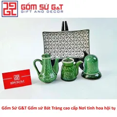 Bộ Đựng Gia Vị Men Xanh Đồng Vẽ Hoa Bèo Gốm Sứ G&T - Hộp Đựng Thức Ăn Sang Trọng, Thẩm Mỹ cho Nhà Bếp