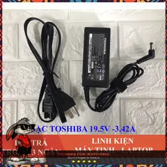 Sạc Laptop Toshiba 19V 3.42A 65W - Adapter Dòng Ổn Định Kèm Dây Nguồn - Bảo Hành 12 Tháng, Chất Lượng Cao