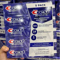Kem đánh răng Crest 3D White Pro Advanced Whitening 147g - Làm trắng vượt trội, chống vết ố, bảo vệ men răng an toàn