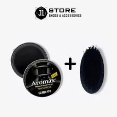 Combo Xi Đánh Bóng Giày Aromax Hàn Quốc và Bàn Chải Vệ Sinh Giày, Dụng Cụ Chăm Sóc Giày Da Đen Nâu, Làm Sạch Bóng Như Mới