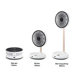 Quạt Tích Điện Gấp Gọn Elegant - Quạt Du Lịch Tiện Lợi, Sạc Nhanh, Pin Lâu, Thích Hợp Dùng Trong Nhà và Đi Picnic