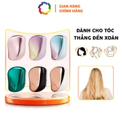 Lược Tangle Teezer Compact Styler - Lược tạo kiểu du lịch cho tóc thẳng và xoăn, gỡ rối hiệu quả, thiết kế tiện lợi