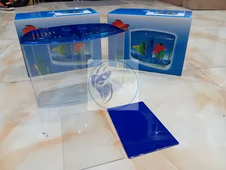 Bể Mica Cá Betta Mini 2 Ngăn - Hồ Nuôi Fish Tank Bền, Đẹp, An Toàn Cho Văn Phòng, Bàn Làm Việc