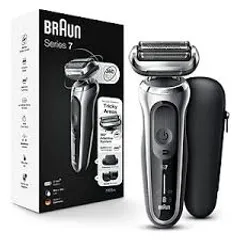 Máy Cạo Râu Điện Braun Series 7 7025S - Cạo Mạnh Mẽ Được Cải Tiến, Khả Năng Chống Thấm Nước, Phụ Kiện Tỉa Râu, Thời Gian Sạc Nhanh 5 Phút