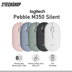 Chuột Không Dây Logitech M350 Pebble Silent - Thiết Kế Hiện Đại, Kết Nối Bluetooth/USB, Yên Tĩnh, Nhỏ Gọn Cho PC/Laptop