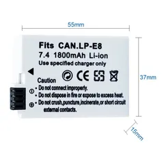 Pin Máy Ảnh Canon LP-E8 (7.4V 1800mAh) - Tương Thích EOS 550D, 600D, 650D, 700D, X4, X5, X6i, X7i - Sạc Nhanh & Bền Bỉ