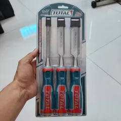 Bộ Đục Gỗ Total THT41K0302 - Bộ 3 Chi Tiết 12mm, 19mm, 25mm, Lưỡi Thép Sắc Bén, Dụng Cụ Cầm Tay Chuyên Nghiệp