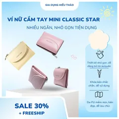 Ví Nữ Cầm Tay Mini Classic Star Cao Cấp - Thiết Kế Nhỏ Gọn, Nhiều Ngăn, Da PU Chống Thấm - Quà Tặng Phong Cách Thanh Lịch