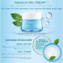 Gel Dưỡng Ẩm Vichy Aqualia Thermal - Cung Cấp Nước Cho Da 48h, Giúp Da Căng Mịn, Mềm Mượt, Thành Phần Thiên Nhiên, An Toàn Cho Da Nhạy Cảm