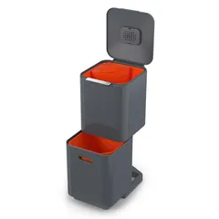 Thùng Rác 2 Ngăn Joseph Joseph 30065 Totem Compact 40L - Thiết Kế Tiết Kiệm Không Gian, Chất Liệu Thép Chống Gỉ, Phù Hợp Với Nhựa Và Rác Thải Tái Chế
