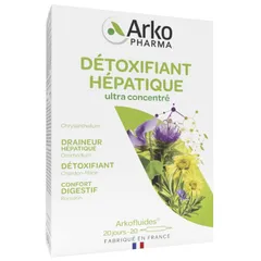 Arkopharma Arkofluides Detoxifiant Hepatique - Hỗ trợ Giải Độc Gan, Làm Đẹp Da - Hộp 20 Ống