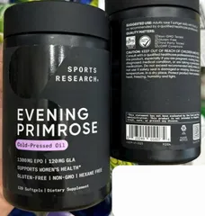 Viên Uống Tinh Dầu Hoa Anh Thảo Sports Research Evening Primrose 1300mg 120 Viên - Hỗ Trợ Sức Khỏe Phụ Nữ, Cân Bằng Nội Tiết, Giảm Triệu Chứng Tiền Kinh Nguyệt