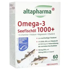 Viên uống dầu cá Omega 3 1000+ Altapharma - Hỗ trợ tim mạch và trí não, hộp 60 viên từ Đức, bổ sung Omega-3 hiệu quả