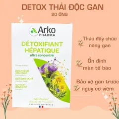 Nước uống giải độc gan Arkopharma Arkofluides Detoxifiant Hepatique - Hỗ trợ làm đẹp da, 250g, 20 ống tiện lợi