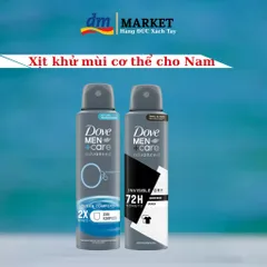 Xịt Khử Mùi Cơ Thể Nam Dove Men + Care 150ml - Chống Mồ Hôi 72h, Không Ố Vàng Áo, Xuất Xứ Đức
