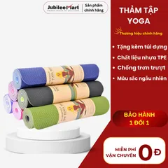Thảm Tập Yoga Định Tuyến 2 Lớp TPE Chống Trượt Jubilee Mart - Tặng Kèm Túi Đựng, Giúp Cải Thiện Tư Thế Tập Luyện An Toàn
