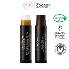 Combo Son Dưỡng Môi Dầu Dừa Bến Tre Và Tẩy Da Chết Môi Cà Phê Đắk Lắk Cocoon 5g - Chăm Sóc Môi Mềm Mịn, Hồng Hào