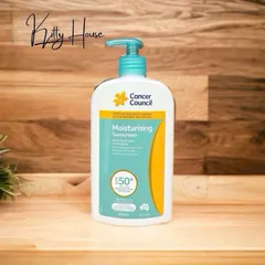 Kem Chống Nắng Dưỡng Ẩm Cancer Council SPF 50+ với Aloe Vera & Vitamin E - bảo vệ UVA/UVB, chai 500ml