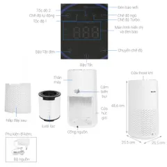 Máy Lọc Không Khí Philips AC1715/20 - HEPA Công Nghệ Hiện Đại 78m², Lọc 99,9% Vi Rút và Chất Gây Dị Ứng, Kết Nối Wi-Fi