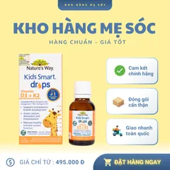 Vitamin D3 + K2 Nature's Way Kids Smart Drops 11ml - Nhỏ giọt hỗ trợ Canxi cho trẻ sơ sinh, phát triển xương khỏe mạnh, không màu, không mùi.