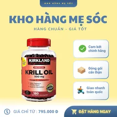 Viên uống dầu nhuyễn thể Kirkland Signature Krill Oil 500mg 180 viên - Hỗ trợ sức khỏe tim mạch và não bộ, bổ sung Omega-3 tự nhiên